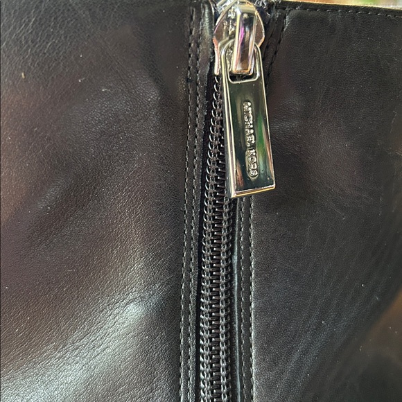 Michael Kors Sabrina Black Leather Ankle Boots with Chain-Trim Heel - Picture 4 of 9